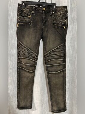 Rock Revival Women's Black Washed Skinny Moto Jeans